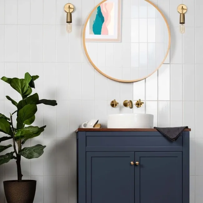 Rhian White Gloss Brick Ceramic Wall Tiles