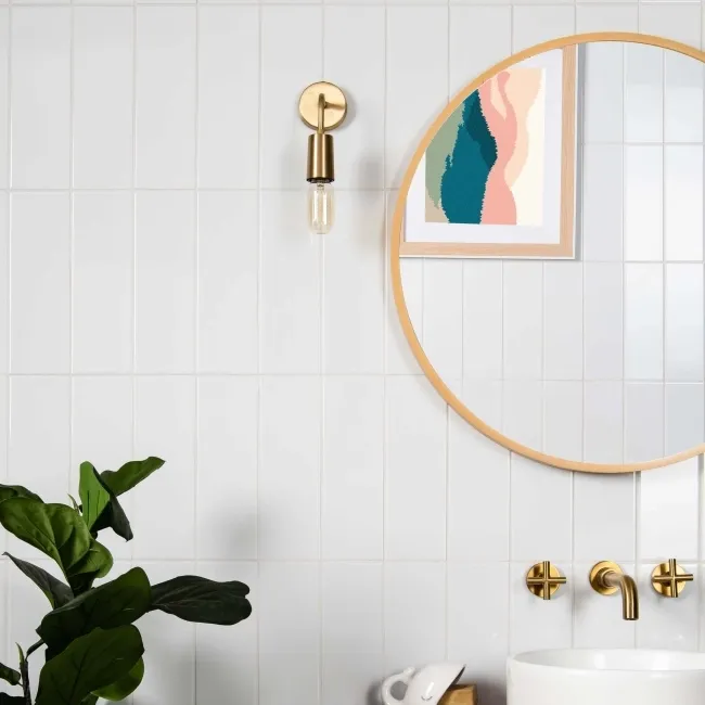 Rhian White Gloss Brick Ceramic Wall Tiles