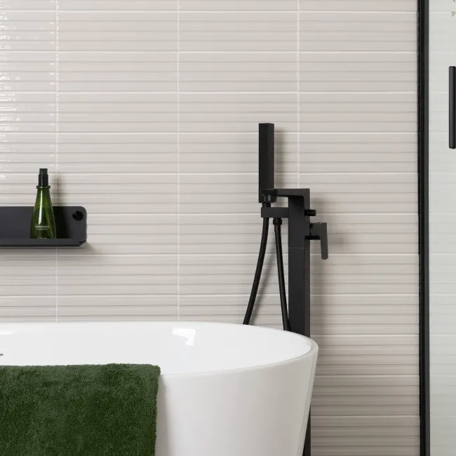 Ribbon Antique White Ridged Effect Ceramic Gloss Wall Tiles