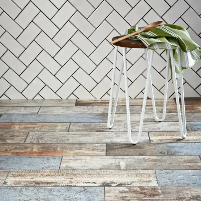 Rustic Blue Reclaimed Wood Effect Porcelain Floor Tiles