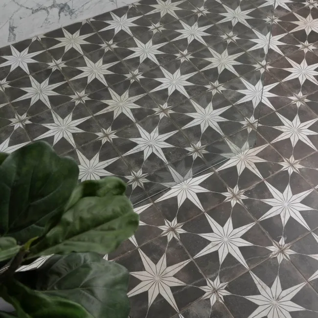 Scintilla Night Black Star Pattern Wall and Floor Tiles