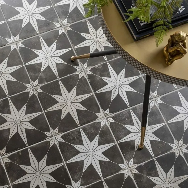 Scintilla Night Black Star Pattern Wall and Floor Tiles