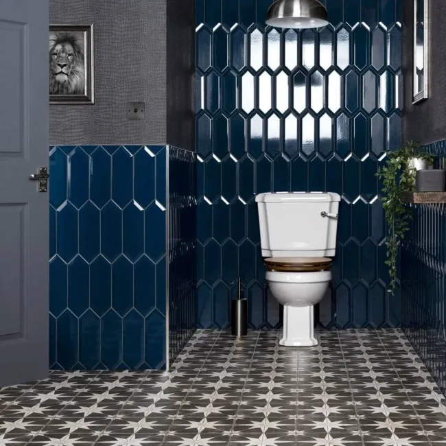Scintilla Night Black Star Pattern Wall and Floor Tiles