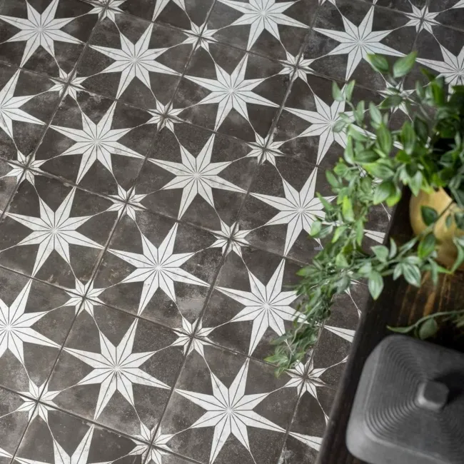 Scintilla Night Black Star Pattern Wall and Floor Tiles