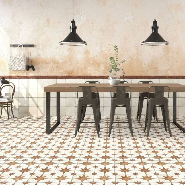 Scintilla Paprika Orange Star Pattern Tiles