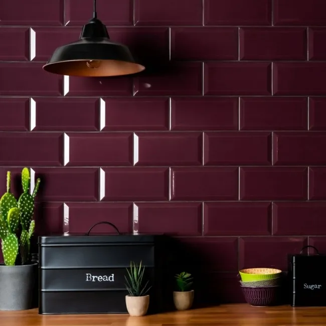 St Pauls Plum Gloss Metro Tiles