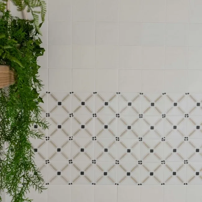 Dante Sand Cross Beige Matt Patterned Wall and Floor Tiles