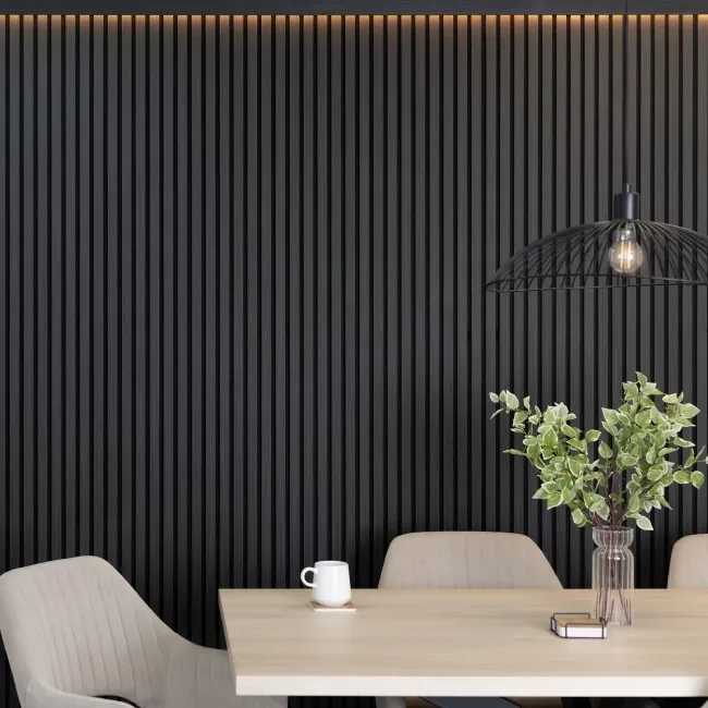 Trepanel® Black Wood Acoustic Panel Top Trim with Lighting Option