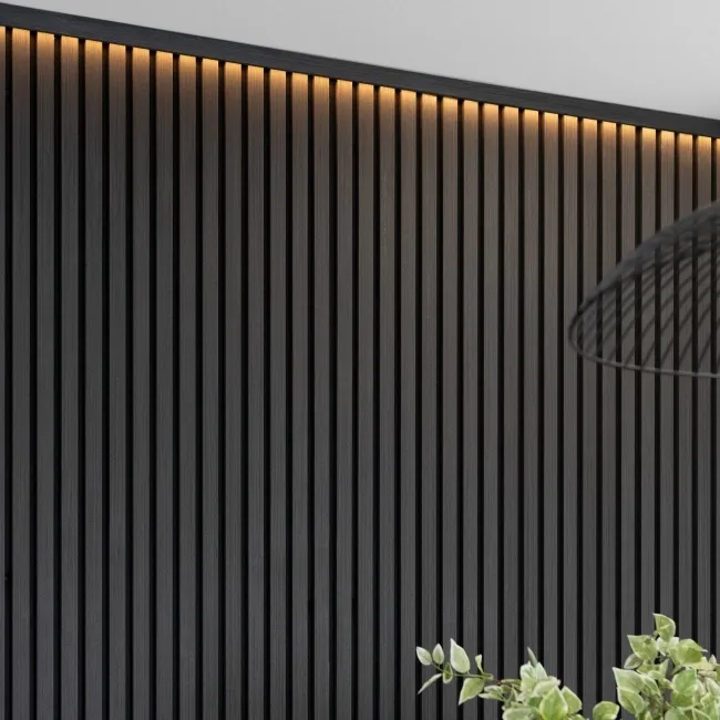 Trepanel® Black Wood Acoustic Panel Top Trim with Lighting Option