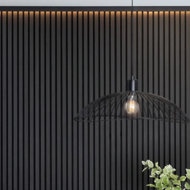 Trepanel® Black Wood Acoustic Panel Top Trim with Lighting Option