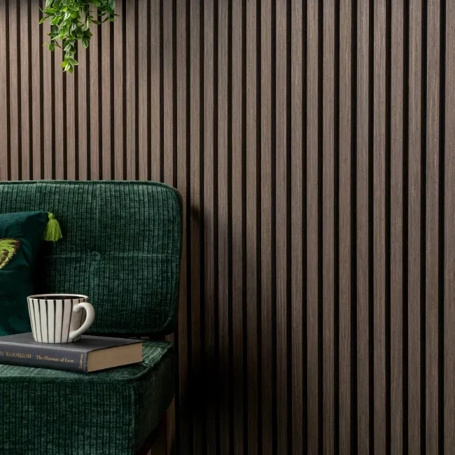 Trepanel® Walnut Brown Acoustic Half Wood Wall Panels