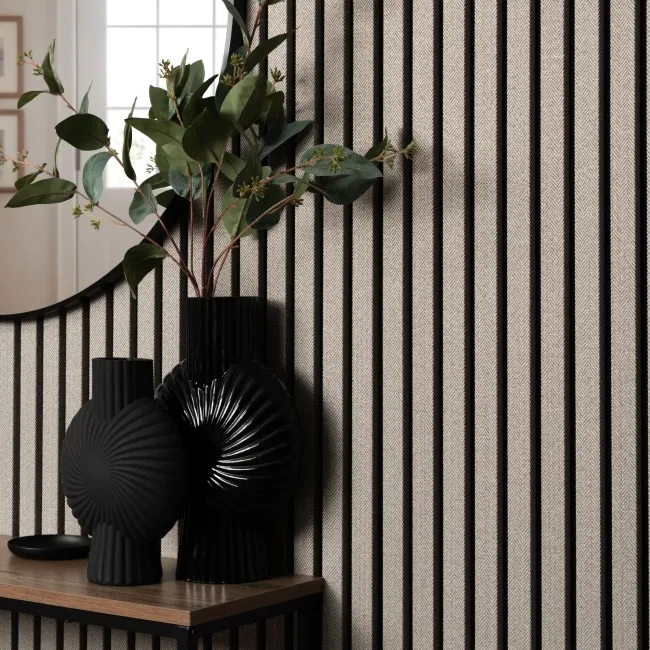 Trepanel® Texture Beige Herringbone Acoustic Wood & Felt Slat Panels