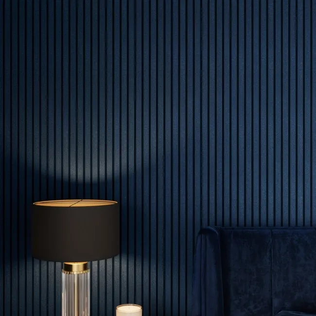 Trepanel® Texture Denim Blue Herringbone Acoustic Wood & Felt Slat Panels
