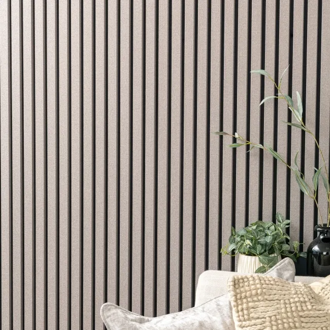 Trepanel® Texture Grey Taupe Woven Acoustic Wood & Felt Slat Panels