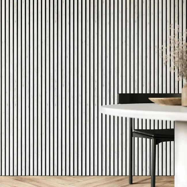 Trepanel Design® White Marble Effect on Black Felt Acoustic Wood Slat Panels