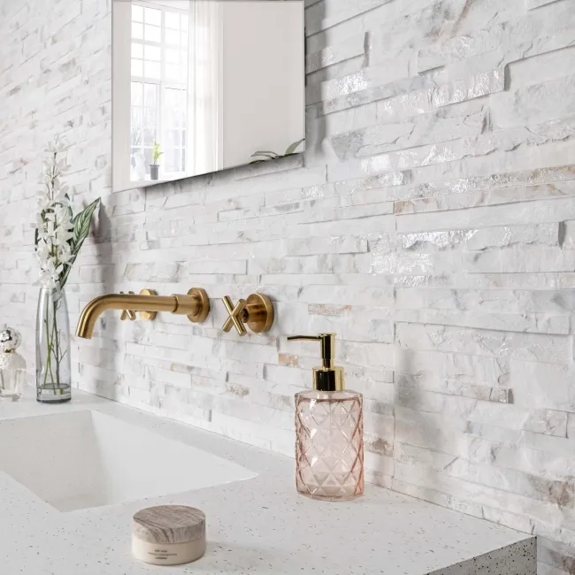 Valentina Alabaster White Splitface Effect Wall Tiles