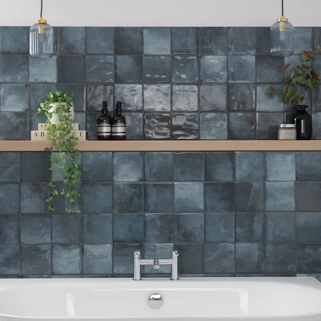 Veneto Blue Gloss Rustic Bumpy Wall Tiles