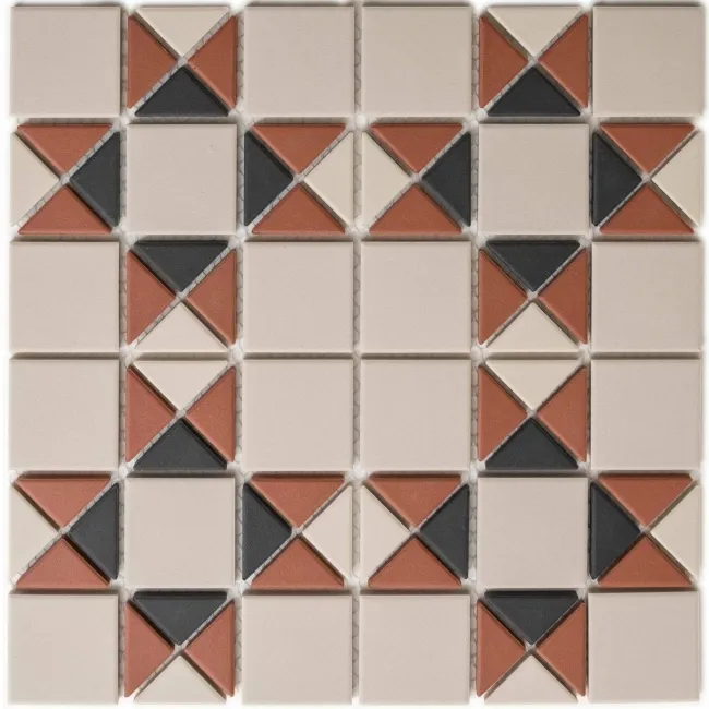 Churchill Navy Blue & Terracotta Mosaic Victorian Matt Tiles