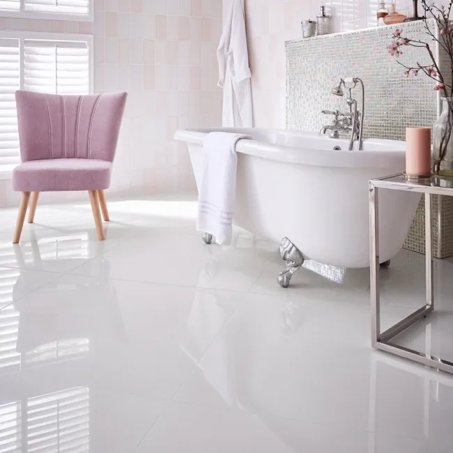 Aleutian Mountain White Gloss Plain  750x750 Floor Tiles