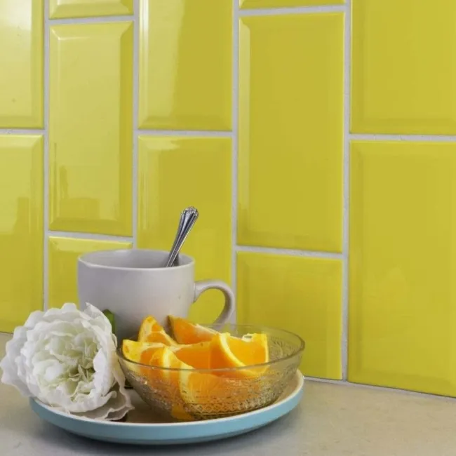 Aldgate Ceramic Gloss Yellow Metro Tiles