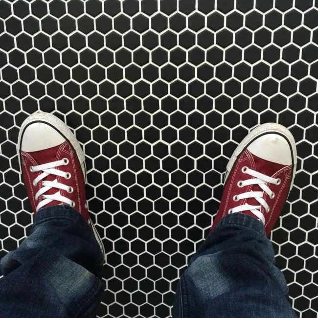 Pixel Black 23x23 Hexagon Matt Mosaic Tiles