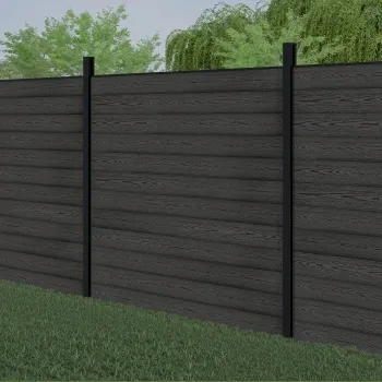 LuxeLine® Dark Grey Composite Fence Panel with Buried Aluminium Post 6ft