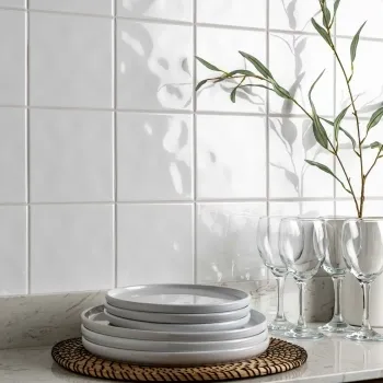 Innocence White Gloss Bumpy 150x150 Ceramic Wall Tiles