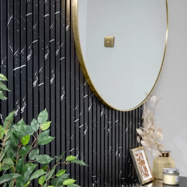 Trepanel Customise® Aluminium Framed Round Mirror Brushed Gold 1000mm