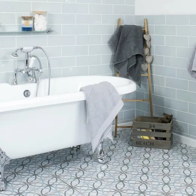 Aquarelle Mint Blue Gloss Brick Effect Wall Tiles