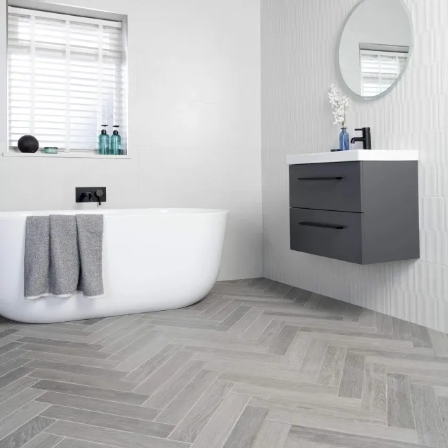 Bonsai Smoky Grey Wood Effect Porcelain Wall and Floor Tiles