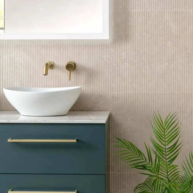 Vesta Beige Fluted Matt Travertine Effect Wall Tiles