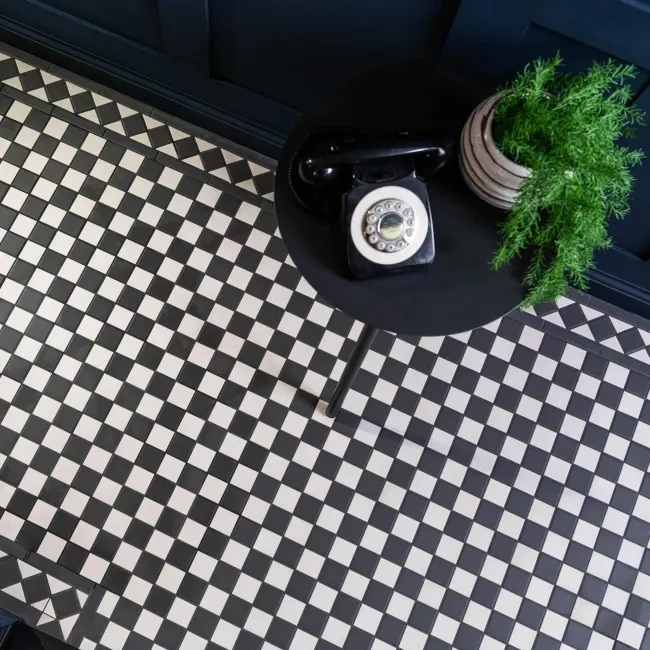 Churchill Snow & Midnight Chequer Mosaic Tiles