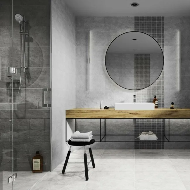 Courtyard Silver Peony Slate Effect Tiles