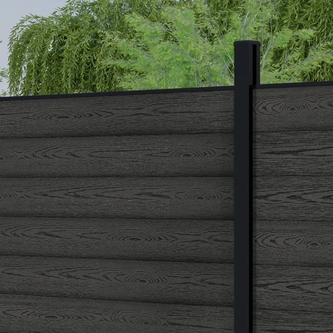 LuxeLine® Dark Grey Composite Fence Panel with Aluminium Post 6ft
