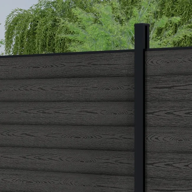 LuxeLine® Dark Grey Composite Fence Panel with Buried Aluminium Post 6ft