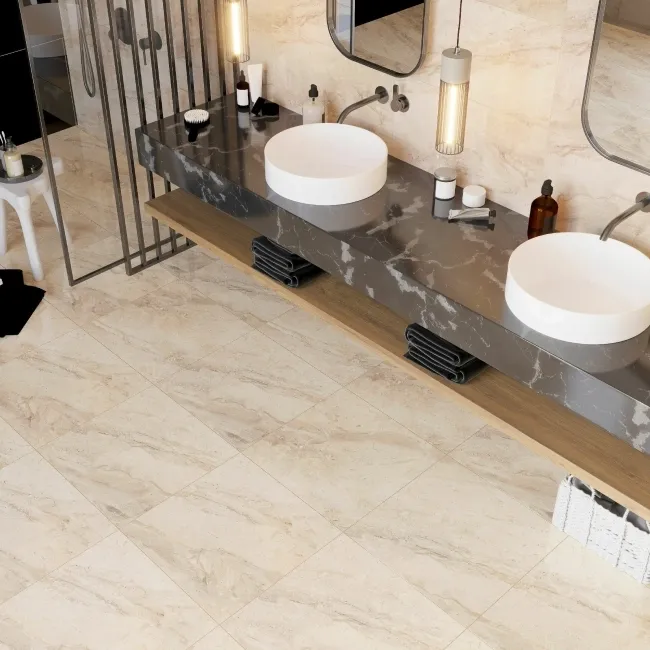 Murphy Beige Gloss Marble Effect Floor Tiles