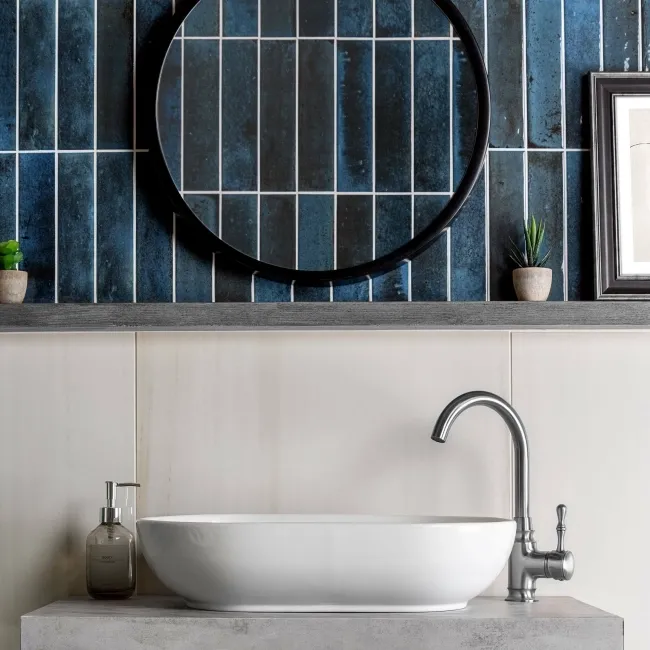 Hope Blue Gloss Brick Effect Wall Tiles