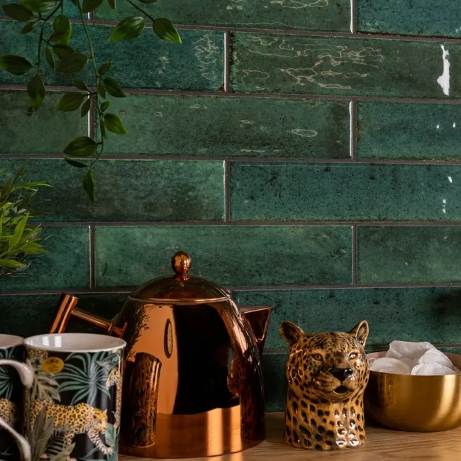 Hope Olive Wall Gloss Green Brick Tiles