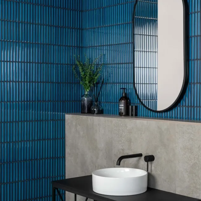 Spirit Marine Blue Gloss Kitkat Mosaic Porcelain Wall Tiles
