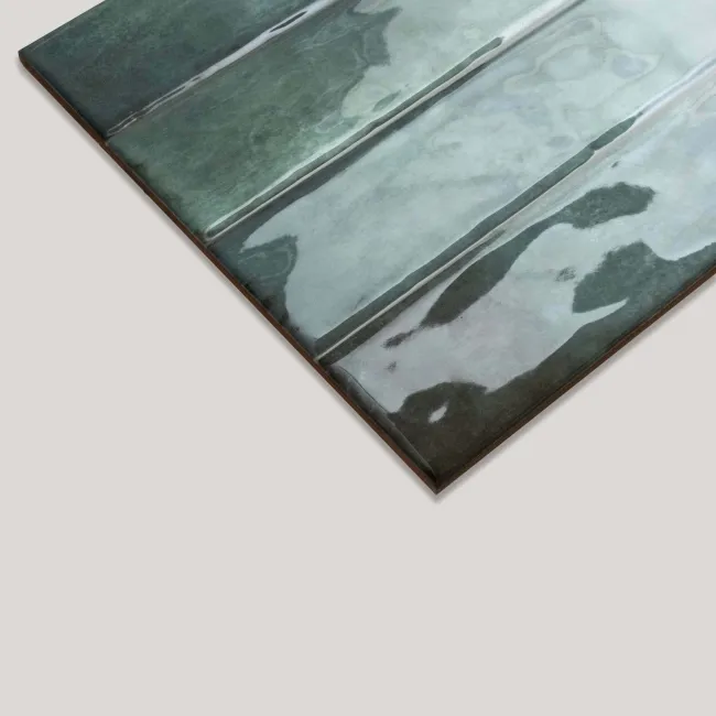 Lazio Green Gloss Brick Effect Wall Tiles