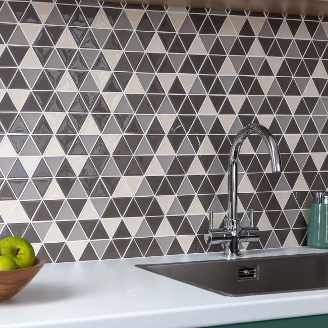 Ligo Glass Mocha Triangle Mosaic Tiles