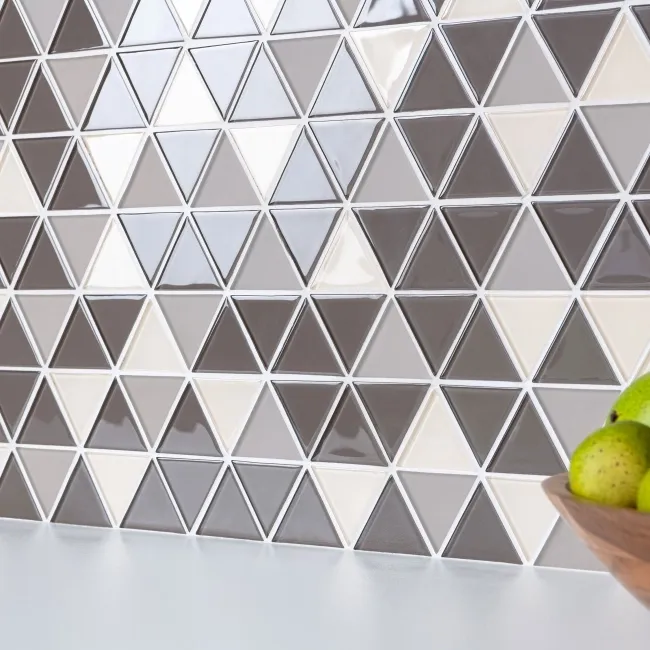 Ligo Glass Mocha Triangle Mosaic Tiles