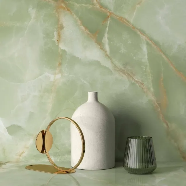 Apple Green Polished Onyx Marble Effect Large Wall and Floor Tiles