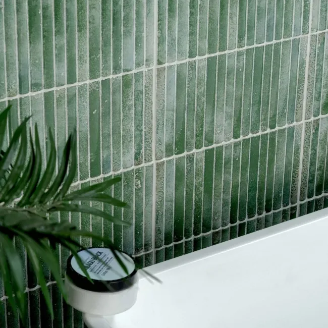 Meraki Turquoise Green Gloss Kitt-Kat Mosaic Effect Wall Tiles