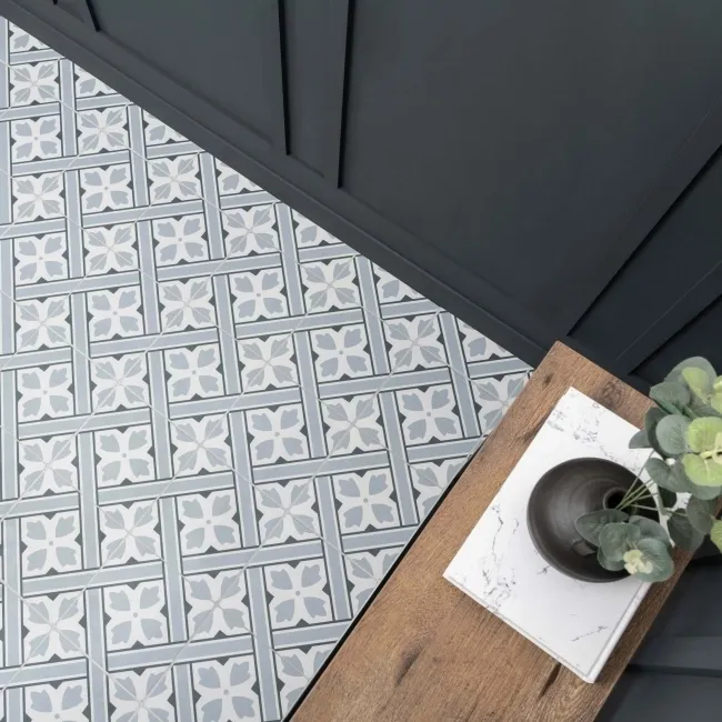 Mr Jones Blue Matt Patterned Ceramic Wall and Floor Tiles
