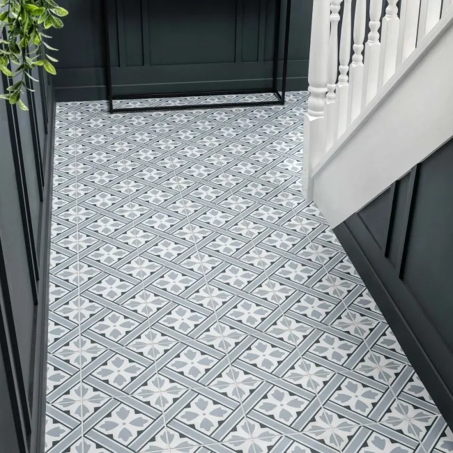 Mr Jones Blue Matt Patterned Ceramic Wall and Floor Tiles