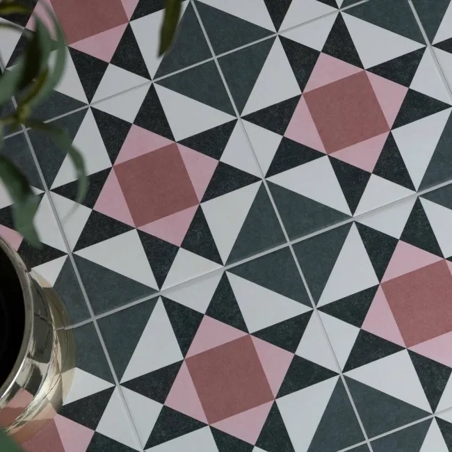 Geo Moroccan Pink Matt Patterned Wall and Floor Tiles