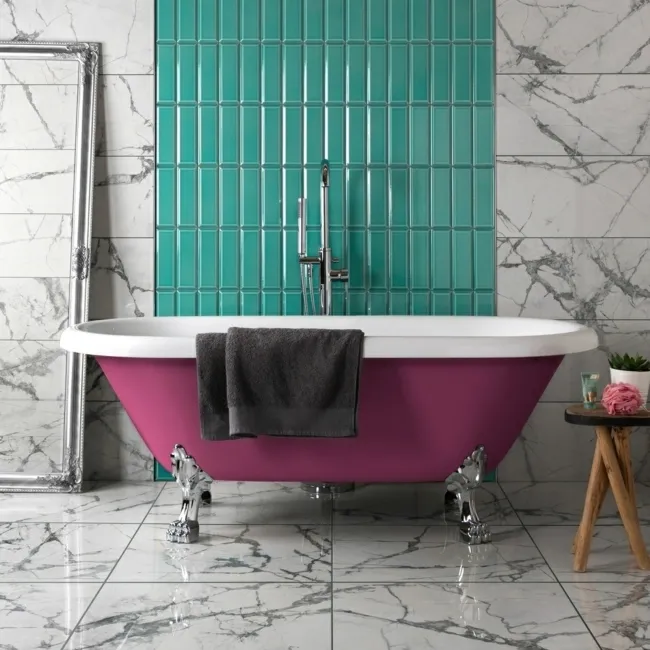 Plush Azulado Teal Green Matt Large Metro Wall Tiles