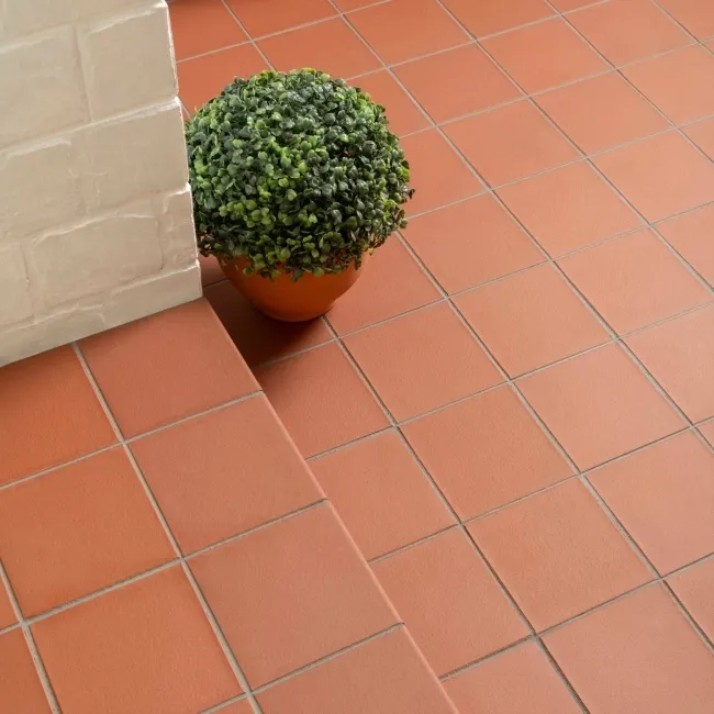 Aragon Terracotta Red Round Edge Quarry 150x150 Floor Tiles