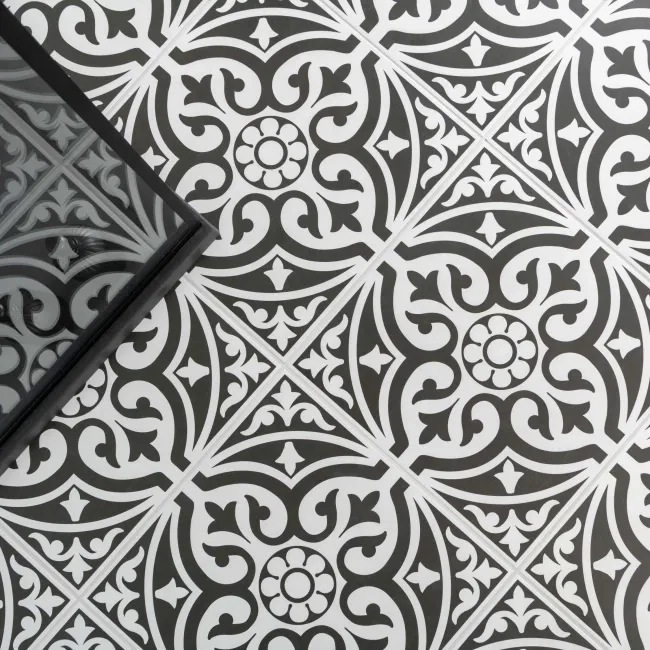 Adlington Black and White Matt Patterned Floor Tiles